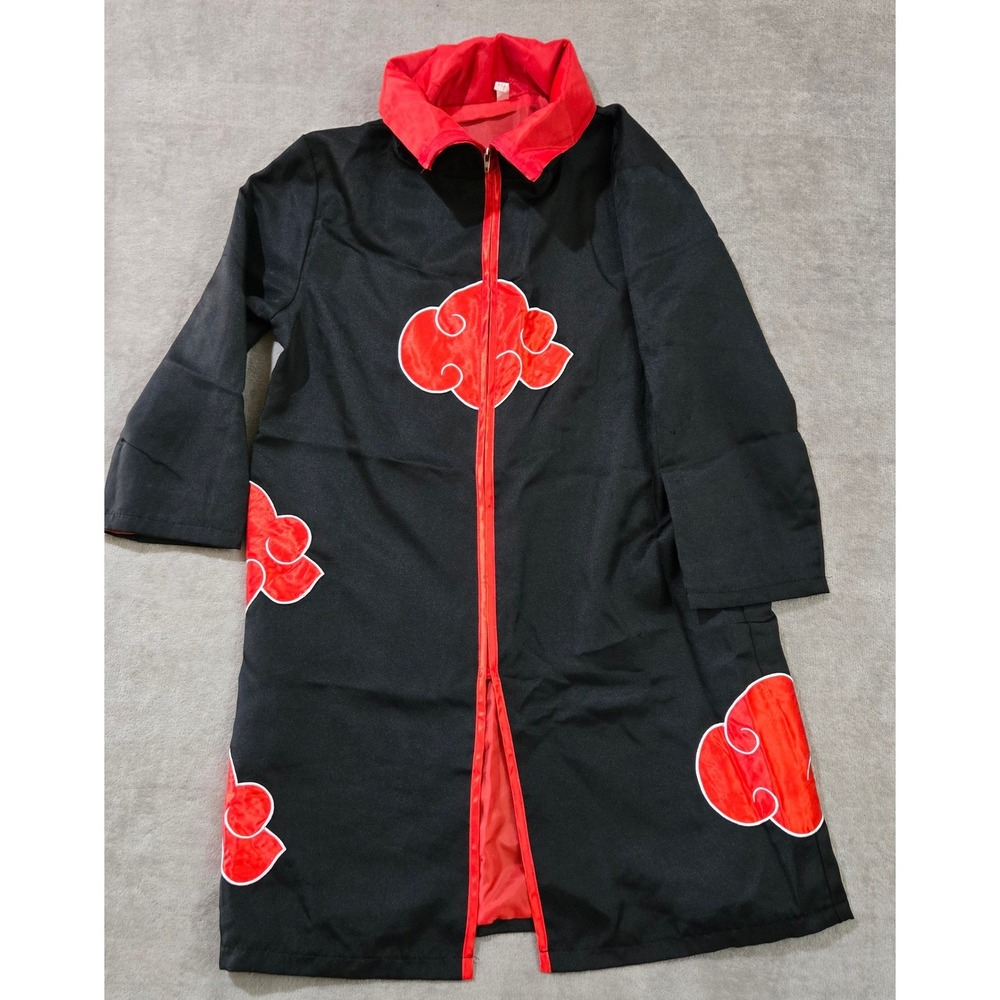 Naruto Akatsuki Cloak Unisex Small Cosplay Costume Anime Red Cloud Zip Up Coat